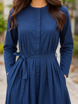 Rhea Blue Elegance Cotton Long Dress
