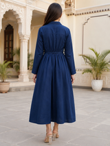 Rhea Blue Elegance Cotton Long Dress