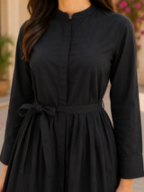 Rhea Black Elegance Cotton Long Dress