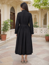 Rhea Black Elegance Cotton Long Dress