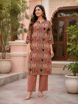 Aarini Tribal Elegance Cotton Suit Set With Kotadoria Dupatta