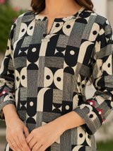 Naisha Geometric Luxe Print Suit Set With Kotadoria Dupatta