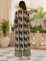 Naisha Geometric Luxe Print Suit Set With Kotadoria Dupatta