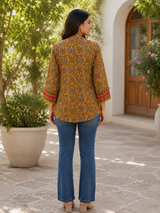 Aafreen Mustard Bloom Cotton Short Kurti
