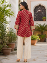 Abeer Maroon Charm Cotton Short Kurti