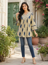 Abeer Indigo Charm Cotton Short Kurti