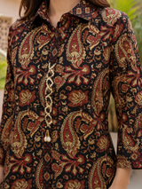 Ira Royal Brown Artisan Printed Short Kurti
