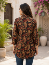 Ira Royal Brown Artisan Printed Short Kurti