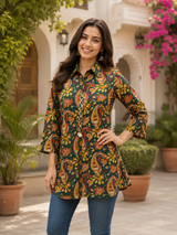 Noor-E-Green Artisan Printed Short Kurti
