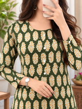 Avni Olive Essence Luxe Cotton Kurta Pant Set