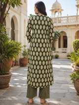 Avni Olive Essence Luxe Cotton Kurta Pant Set