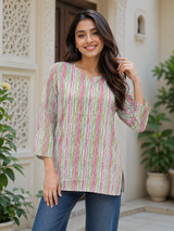 Tvesa Rainbow Bliss Cotton Short Kurti