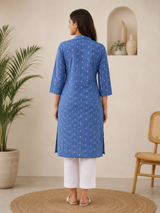 Shivangi Indigo Drape Heritage Premium Printed Denim Kurta