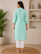 Riyaansh Celestial Aqua Elegance Premium Denim Kurta