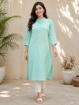 Riyaansh Celestial Aqua Elegance Premium Denim Kurta