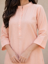 Rosy Peach Blush Serene Elegance Premium Denim Kurta