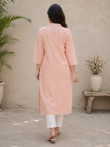 Rosy Peach Blush Serene Elegance Premium Denim Kurta