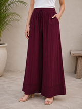 NoorWeave Wine Rayon Elegance Palazzo