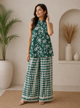Verdant Grace Floral Print Summer Cotton Co-Ord Set