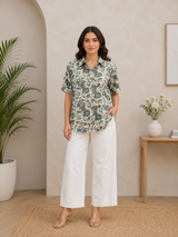 Zaria Bloom Luxe Designer Crepe Shirt