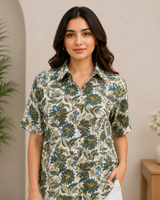 Zaria Bloom Luxe Designer Crepe Shirt