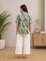 Zaria Bloom Luxe Designer Crepe Shirt