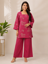 Noor Gulabi Elegance Dabu Cotton Co-Ord Set