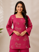 Noor Gulabi Elegance Dabu Cotton Co-Ord Set