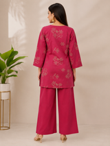 Noor Gulabi Elegance Dabu Cotton Co-Ord Set