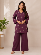 Royal Jamun Grace Dabu Cotton Co-Ord Set