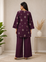 Royal Jamun Grace Dabu Cotton Co-Ord Set