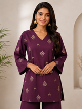 Royal Jamun Grace Dabu Cotton Co-Ord Set