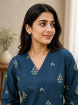 Noorika Midnight Bloom Dabu Cotton Co-Ord Set