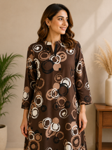 Espresso Brown Luxe A-Line Rayon Co-ord Set