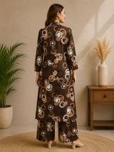 Espresso Brown Luxe A-Line Rayon Co-ord Set