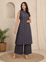 Mireya Elegance Blue A line Cotton Co-Ord Set