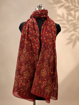 Zaria Maroon Mosaic Cotton Dupatta