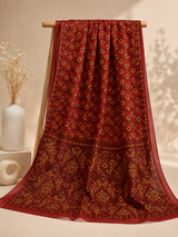 Zaria Maroon Mosaic Cotton Dupatta