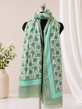 Aafreen Sea Green Floral Cotton Dupatta
