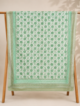 Aafreen Sea Green Floral Cotton Dupatta
