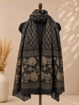 Jiya Elegant Black Cotton Dupatta