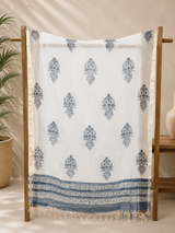 Royal Blue Ivory Elegance Kota Doria Dupatta