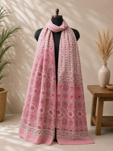 Gulnaar Pink Blossom Cotton Dupatta