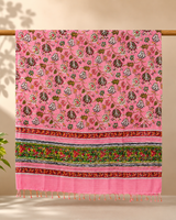 Samira peach handblock printed chanderi dupatta