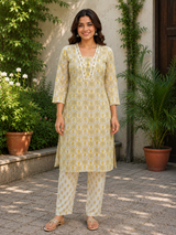 Meher Noor Ethnic Elegance Cotton Kurta Pant Set