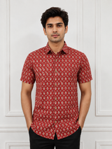 Zevanto Rustic Red Premium Cotton Men’s Shirt