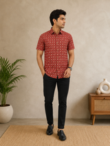 Zevanto Rustic Red Premium Cotton Men’s Shirt