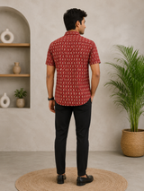 Zevanto Rustic Red Premium Cotton Men’s Shirt