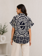 Noor Navy Maze Cotton Short Kurti