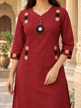 Meher Maroon Pure Cotton Suit Set with Printed Cotton Dupatta